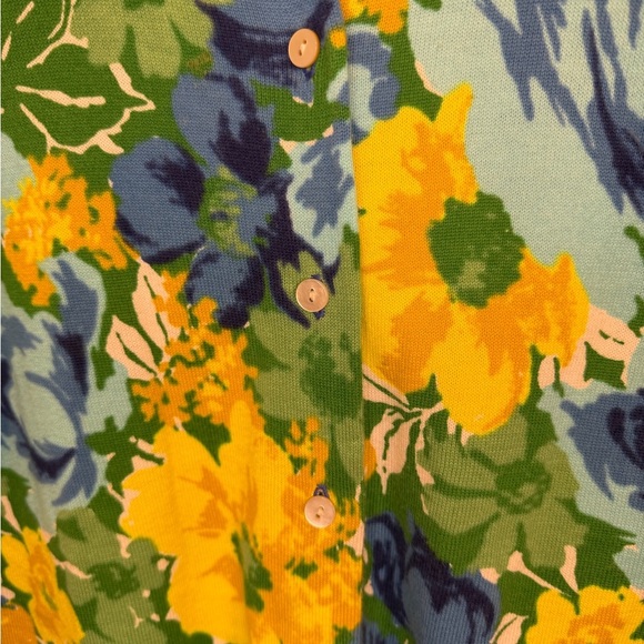 Lands’ End Classic Floral Garden Party Cottagecore Cotton Cardigan – XS (2–4) - Picture 6 of 7